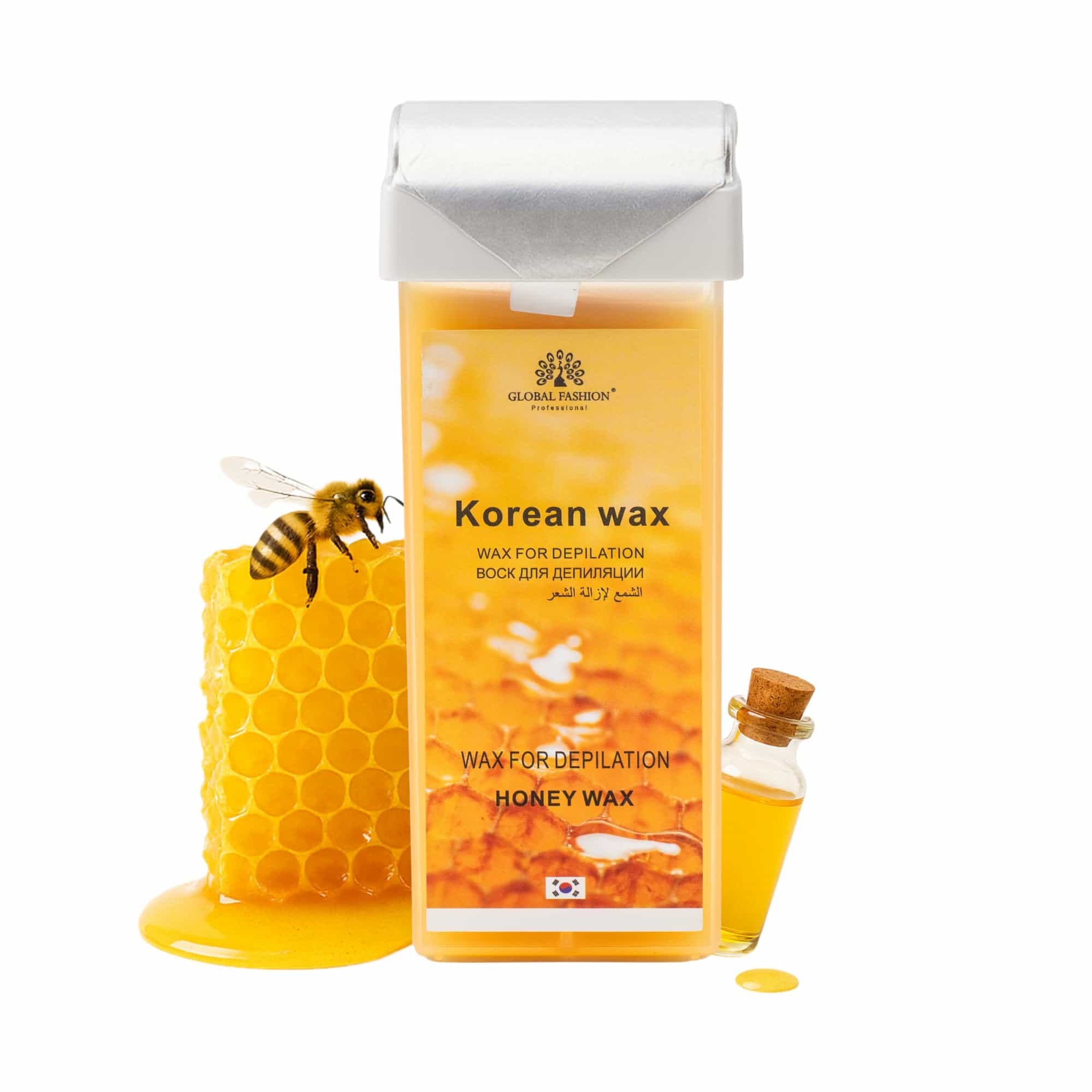 Global Fashion 100ml Roll-On Wax Cartridge – Korean Soothing Depilatory Wax Refill for Women Hair Removal, Long-Lasting, Smooth Glide for Legs, Arms & Body | 12 Scents (100ml, Hone)