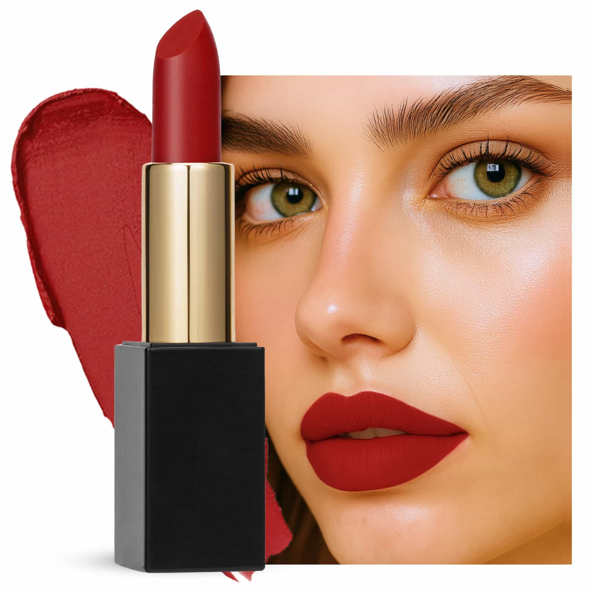 Global Fashion Lubrication Matte Lipstick - 24 Vibrant Shades, Long‑Lasting, Moisturizing Matte Finish Enriched with Vitamin E & Argan‑Oil, High‑Pigment Nude & Red Tones (104)