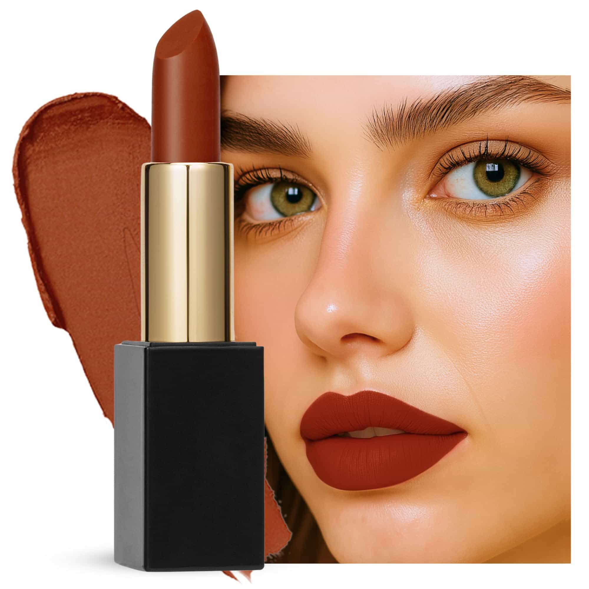 Global Fashion Lubrication Matte Lipstick - 24 Vibrant Shades, Long‑Lasting, Moisturizing Matte Finish Enriched with Vitamin E & Argan‑Oil, High‑Pigment Nude & Red Tones (109)