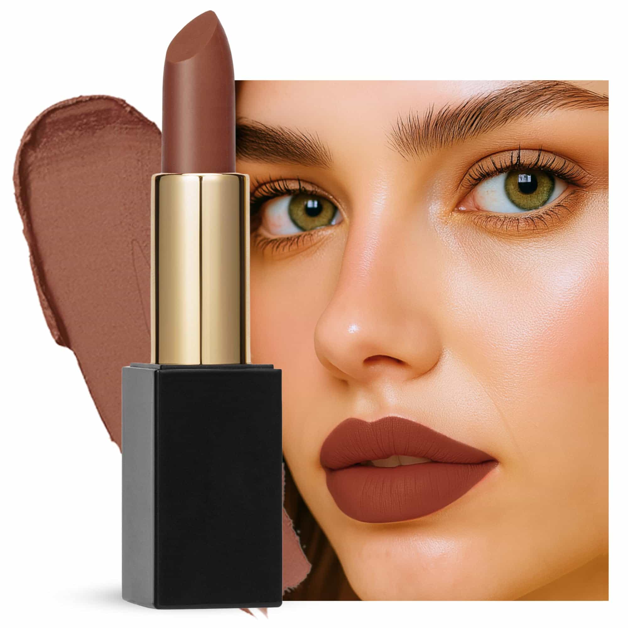 Global Fashion Lubrication Matte Lipstick - 24 Vibrant Shades, Long‑Lasting, Moisturizing Matte Finish Enriched with Vitamin E & Argan‑Oil, High‑Pigment Nude & Red Tones (107)
