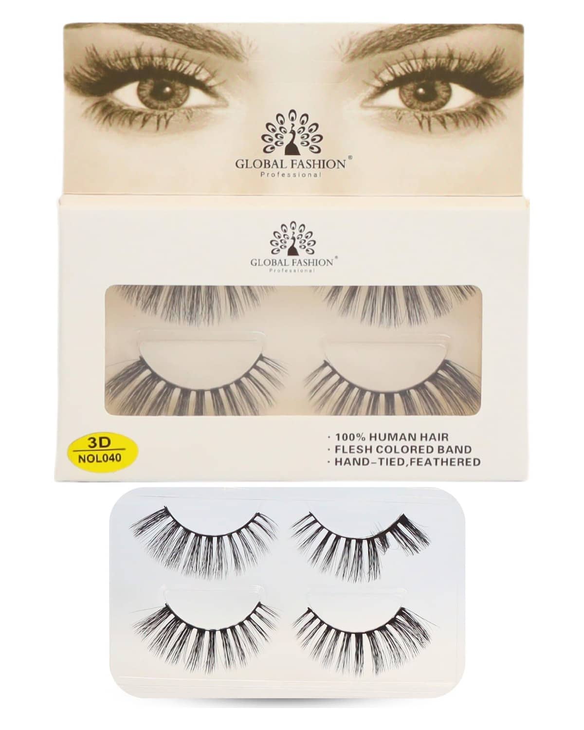 False Eyelashes Pack - Wispy Natural Look, Mink Fluffy Strips, Cat Eye and Fox Eye Lashes, Reusable, Easy Application, Perfect for Daily Wear & Special Occasions | (Eyelash 3D NOL040-4Pcs)
