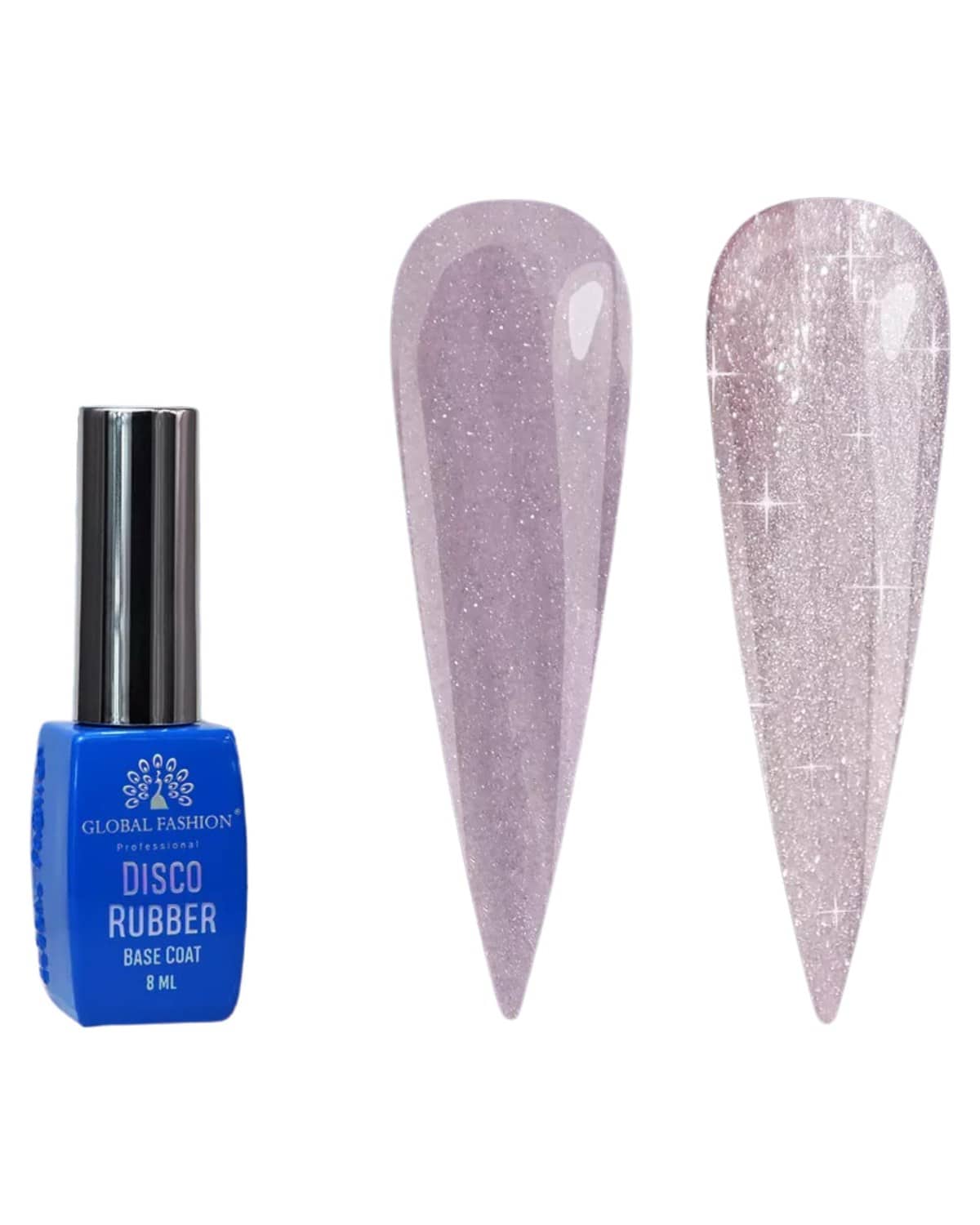 GLOBAL FASHION Professional Disco Reflective Rubber Base | 8ml | Long-lasting Shine | Nail Art | (02)