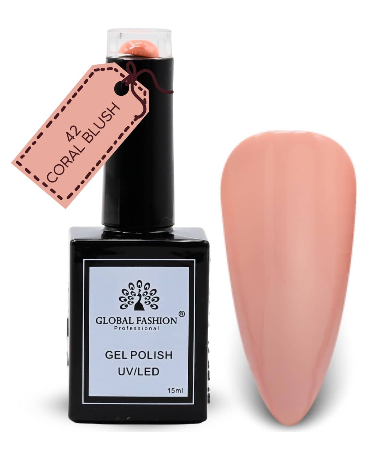 Global Fashion Sunset Sorbet Collection Set (37–42) – 6 Long-Lasting, High-Gloss, Chip-Resistant Colors for Teens & Professionals – UV/LED Soak-Off Nail Kit (42-Coral Blush-1p, 15m)