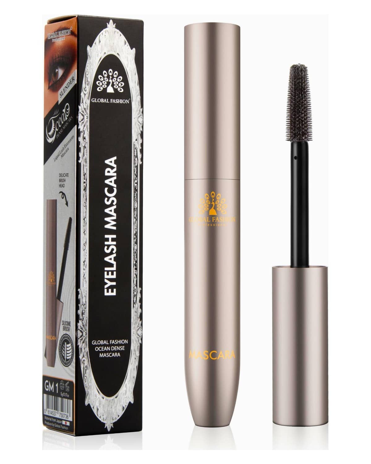 Global Fashion Ocean Dense 5-in-1 Mascara GM2 – Volumizing, Curling & Lengthening Lash Enhancer | Clump-Free, Smudge-Proof, Long-Lasting Formula Infused with Vitamin E & Acacia Res