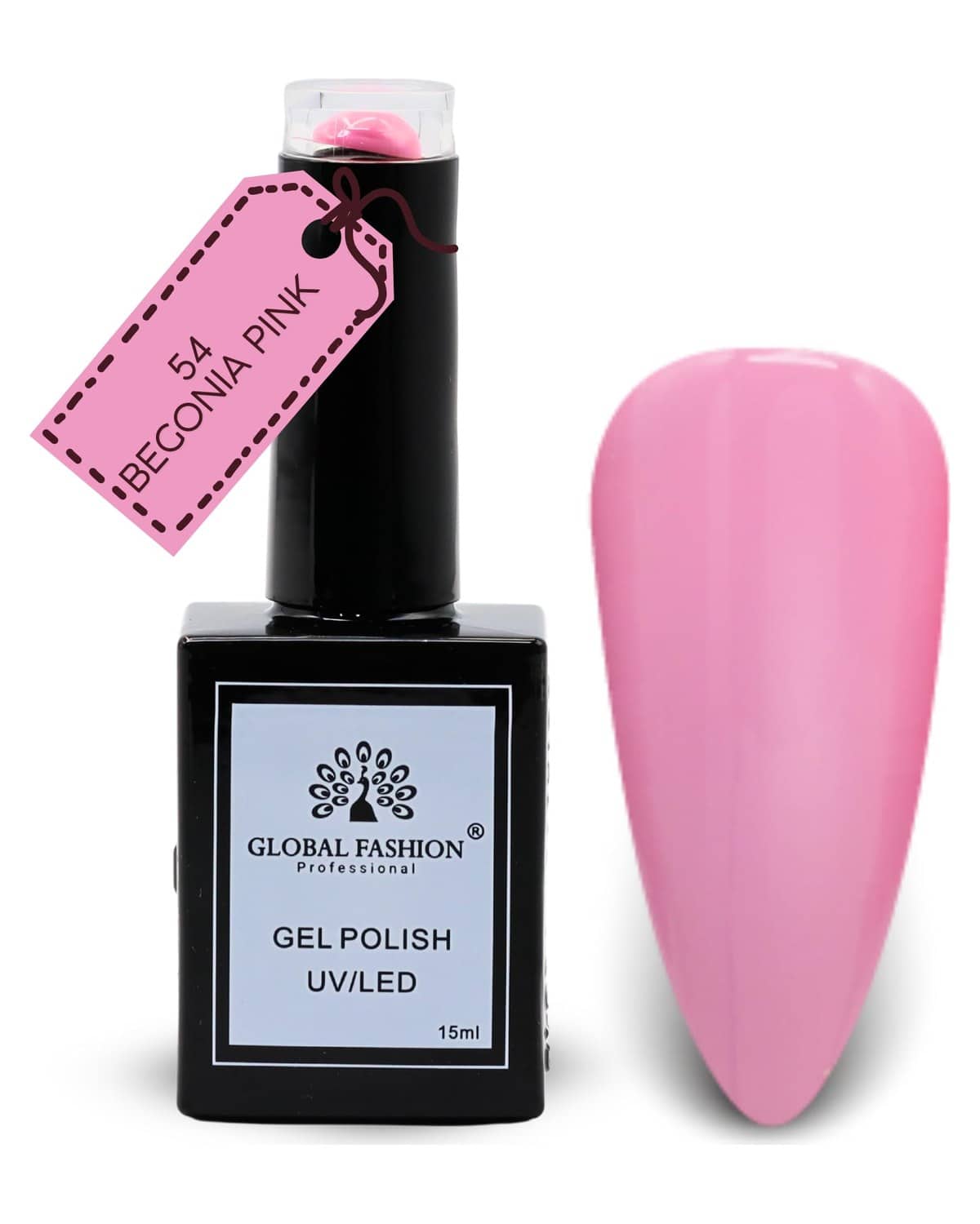 Global Fashion Blush Garden Collection Set (49–54) – 6 Long-Lasting, High-Gloss, Chip-Resistant Colors for Teens & Professionals – UV/LED Soak-Off Nail Kit (54-Begonia Pink-1p, 15m)