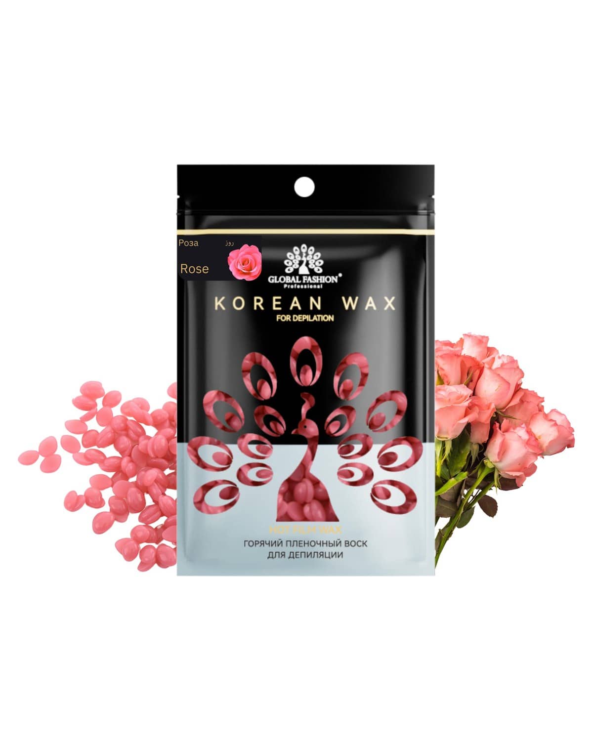 Korean Hot Film Hard Wax Beans for Painless Hair Removal – 12 Variants Stripless Korean Waxing Beads for Bikini, Legs, Face, Body – All Skin Types (100g, ROSE)