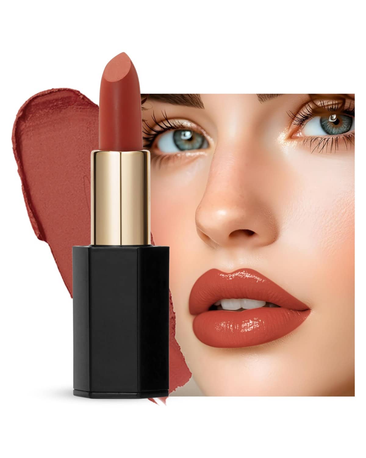 Velvet Moisturizing Matte Lipstick - 24 Long-Lasting Shades, Highly Pigmented, Smudge-Proof, Vegan & Cruelty-Free, Luxe Non-Drying Formula with Velvet Finish (119 Arabian Red, 3.5g)