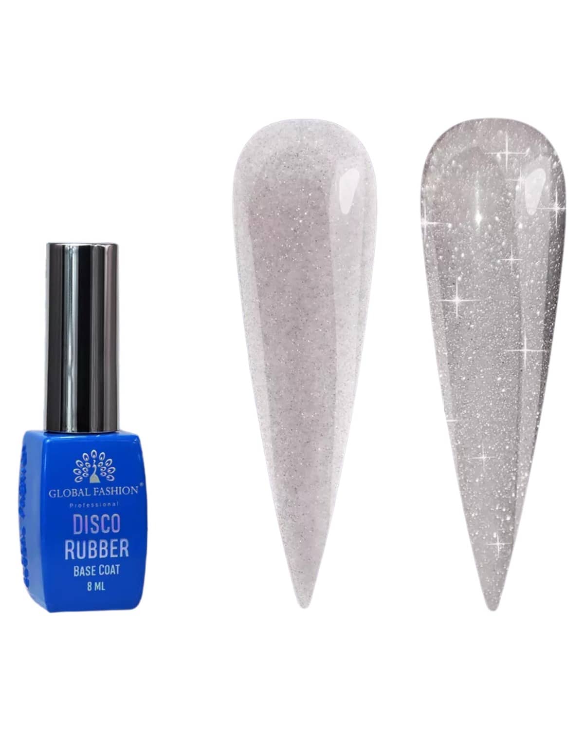 GLOBAL FASHION Professional Disco Reflective Rubber Base | 8ml | Long-lasting Shine | Nail Art | (01)