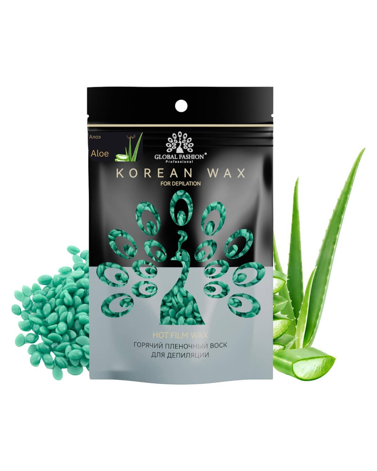 Korean Hot Film Hard Wax Beans for Painless Hair Removal – 12 Variants Stripless Korean Waxing Beads for Bikini, Legs, Face, Body – All Skin Types (500g, ALOE VERA)