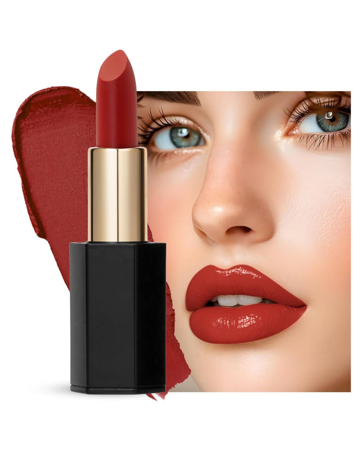 Velvet Moisturizing Matte Lipstick - 24 Long-Lasting Shades, Highly Pigmented, Smudge-Proof, Vegan & Cruelty-Free, Luxe Non-Drying Formula with Velvet Finish (122 Queen of Hearts)