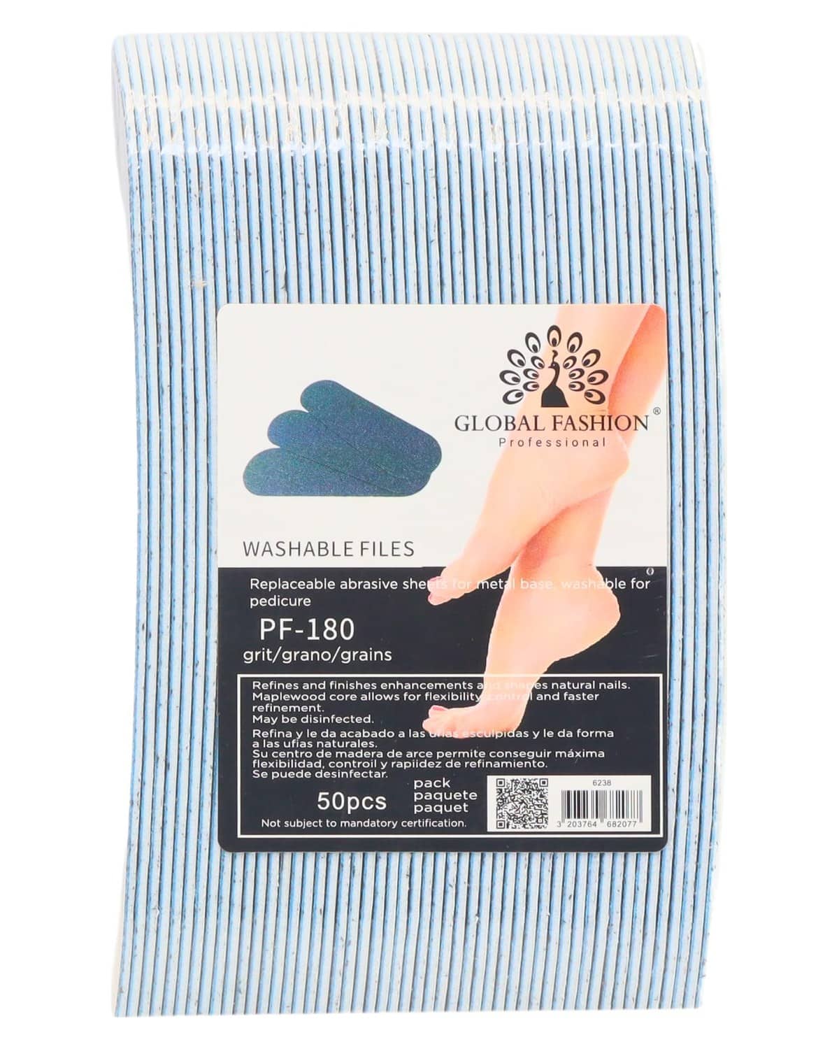 Foot File Replacement Pads - Pack of 50 Adhesive Abrasive Sheets for Pedicure Callus Remover, Water-Resistant, Strong Adhesion, Universal Fit Foot Razor Sandpaper - Home & Salon Foot Care (PF-180)