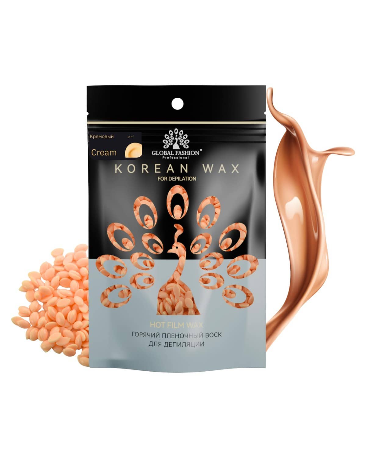 Korean Hot Film Hard Wax Beans for Painless Hair Removal – 12 Variants Stripless Korean Waxing Beads for Bikini, Legs, Face, Body – All Skin Types (500g, CREAM)