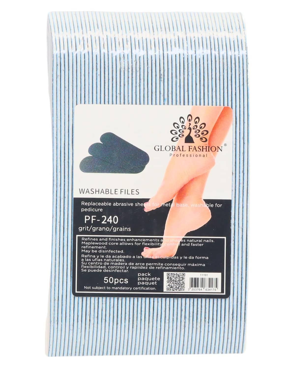 Foot File Replacement Pads - Pack of 50 Adhesive Abrasive Sheets for Pedicure Callus Remover, Water-Resistant, Strong Adhesion, Universal Fit Foot Razor Sandpaper - Home & Salon Foot Care (PF-240)