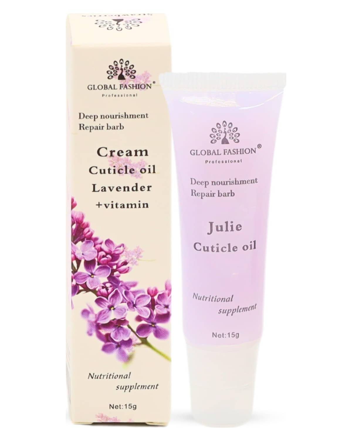 GLOBAL FASHION Professional Global Fashion Cream Cuticle Oil - Cherry Scent + Vitamins - Nourishing Nail & Cuticle Care (Lavender + Vitamin)