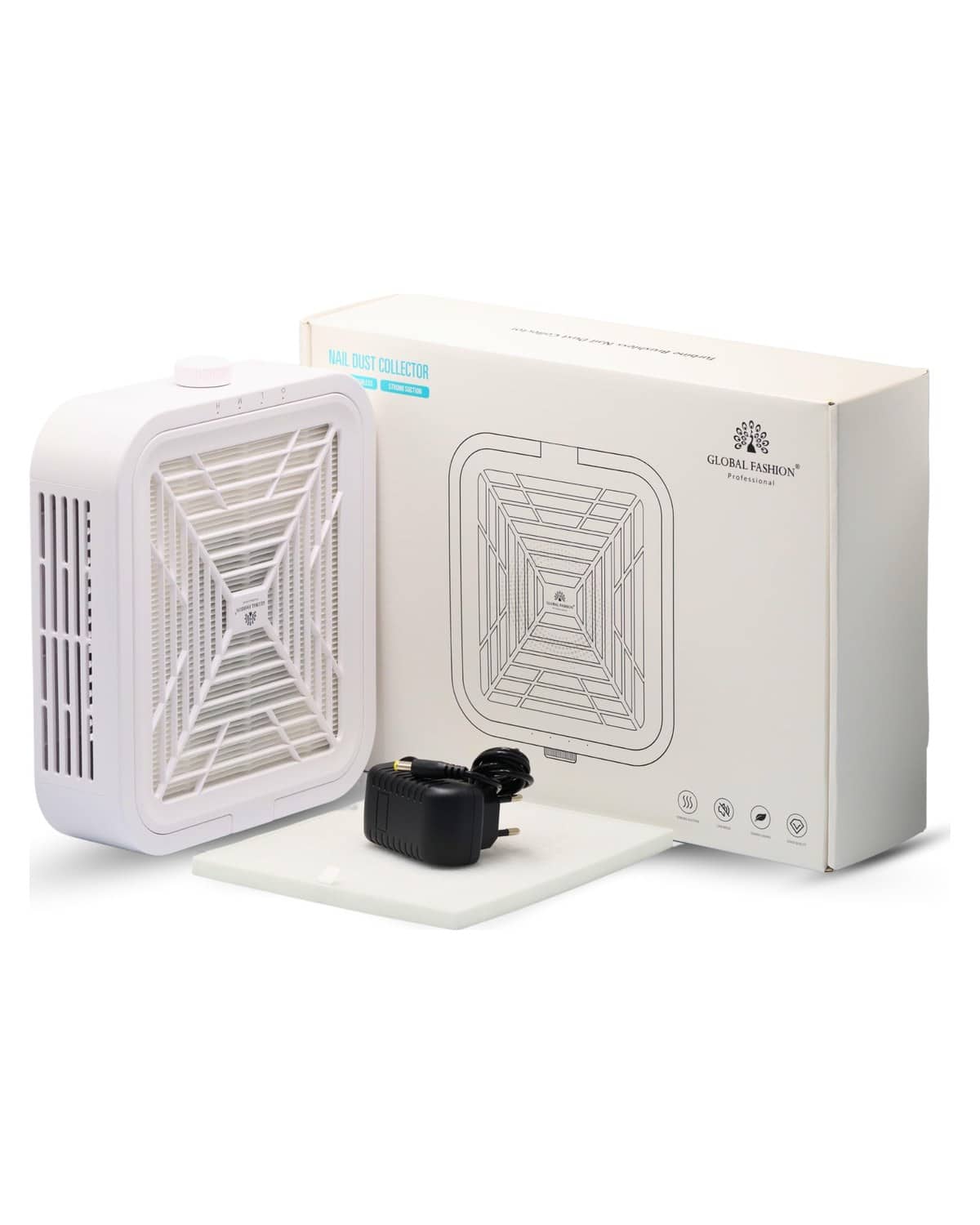 Global Fashion Turbine Brushless Nail Dust Collector – Powerful 12W Motor, Super Suction, Low Noise Operation (Below 50dB), Compact & Portable Design, Energy Saving & CE/RoHS Certi