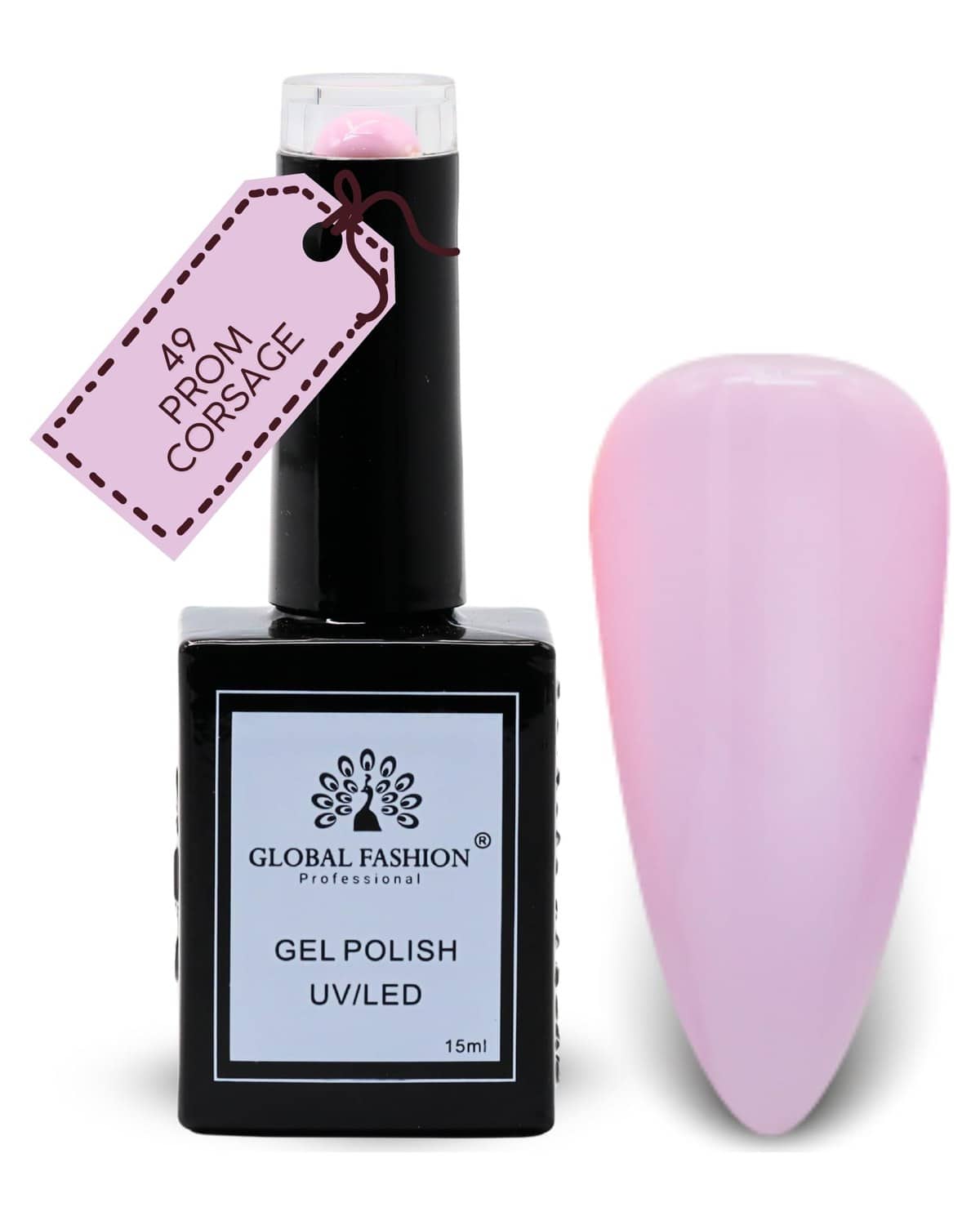 Global Fashion Blush Garden Collection Set (49–54) – 6 Long-Lasting, High-Gloss, Chip-Resistant Colors for Teens & Professionals – UV/LED Soak-Off Nail Kit (49-Prom Corsage-1p, 15m)
