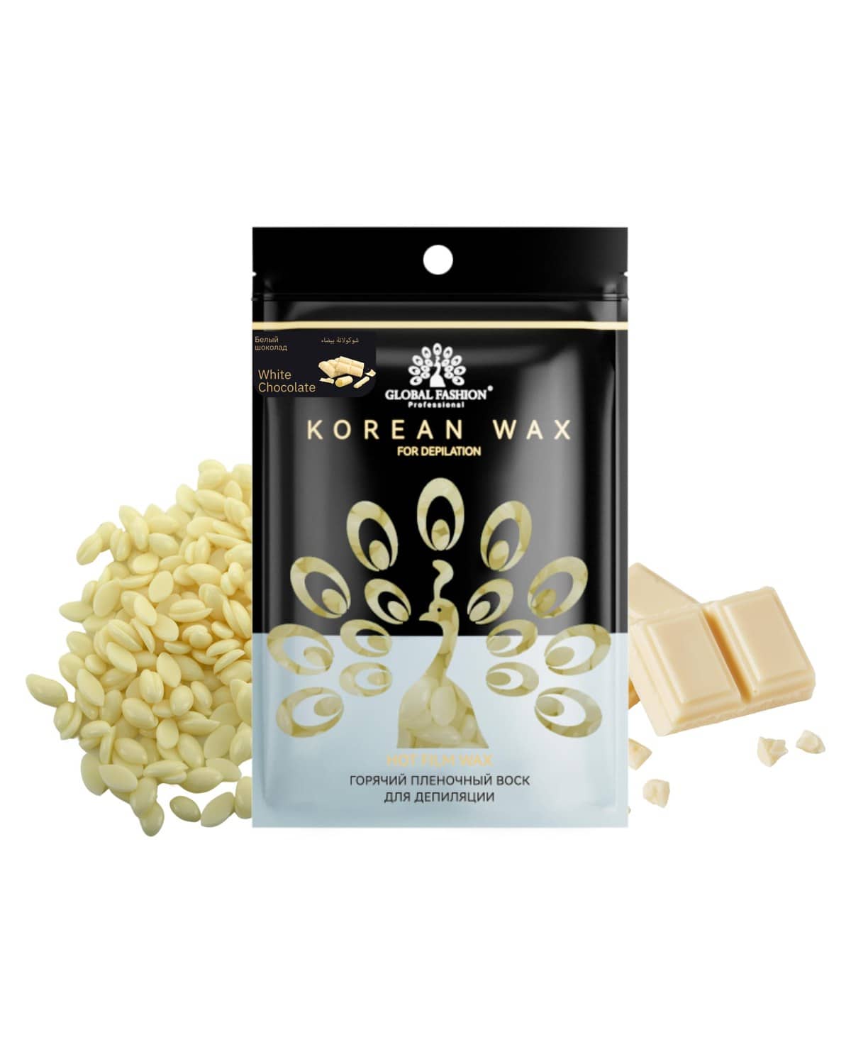 Korean Hot Film Hard Wax Beans for Painless Hair Removal – 12 Variants Stripless Korean Waxing Beads for Bikini, Legs, Face, Body – All Skin Types (100g, WHITE CHOCOLATE)