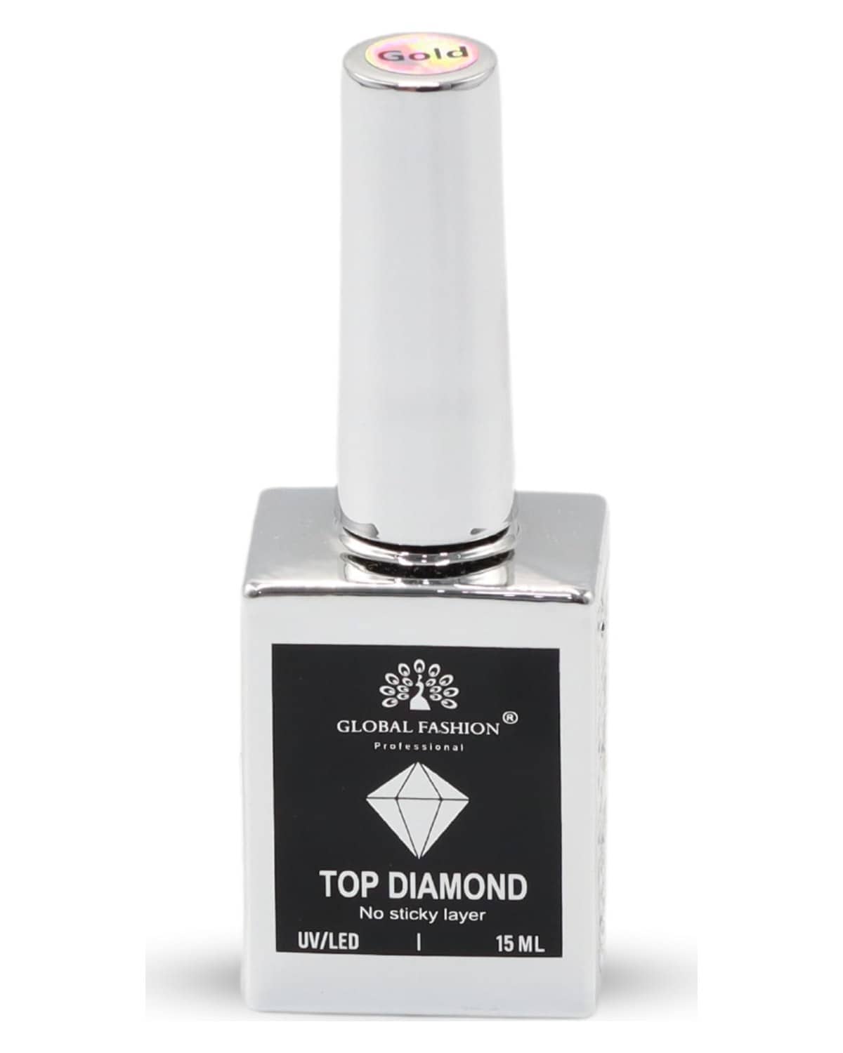 Top Diamond Universal Coat, Non Stick, Long Lasting, Fast Dying, High Gloss Finish, Halal Nail Polish, Top Nail Care, Clear Top Coat (Top Diamond Gold)