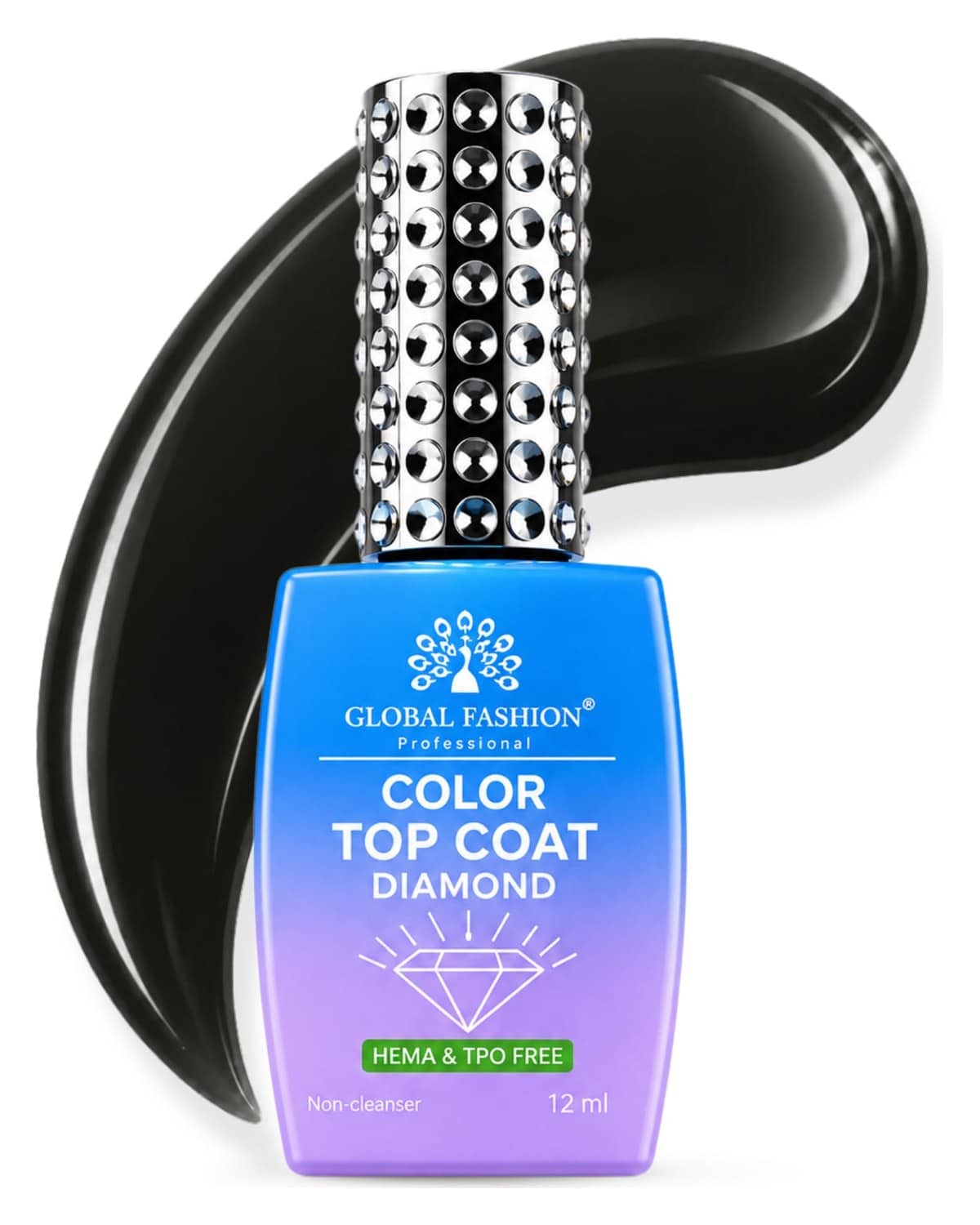 Color Top Coat Diamond 12ml – HEMA & TPO Free No Wipe Gel Top