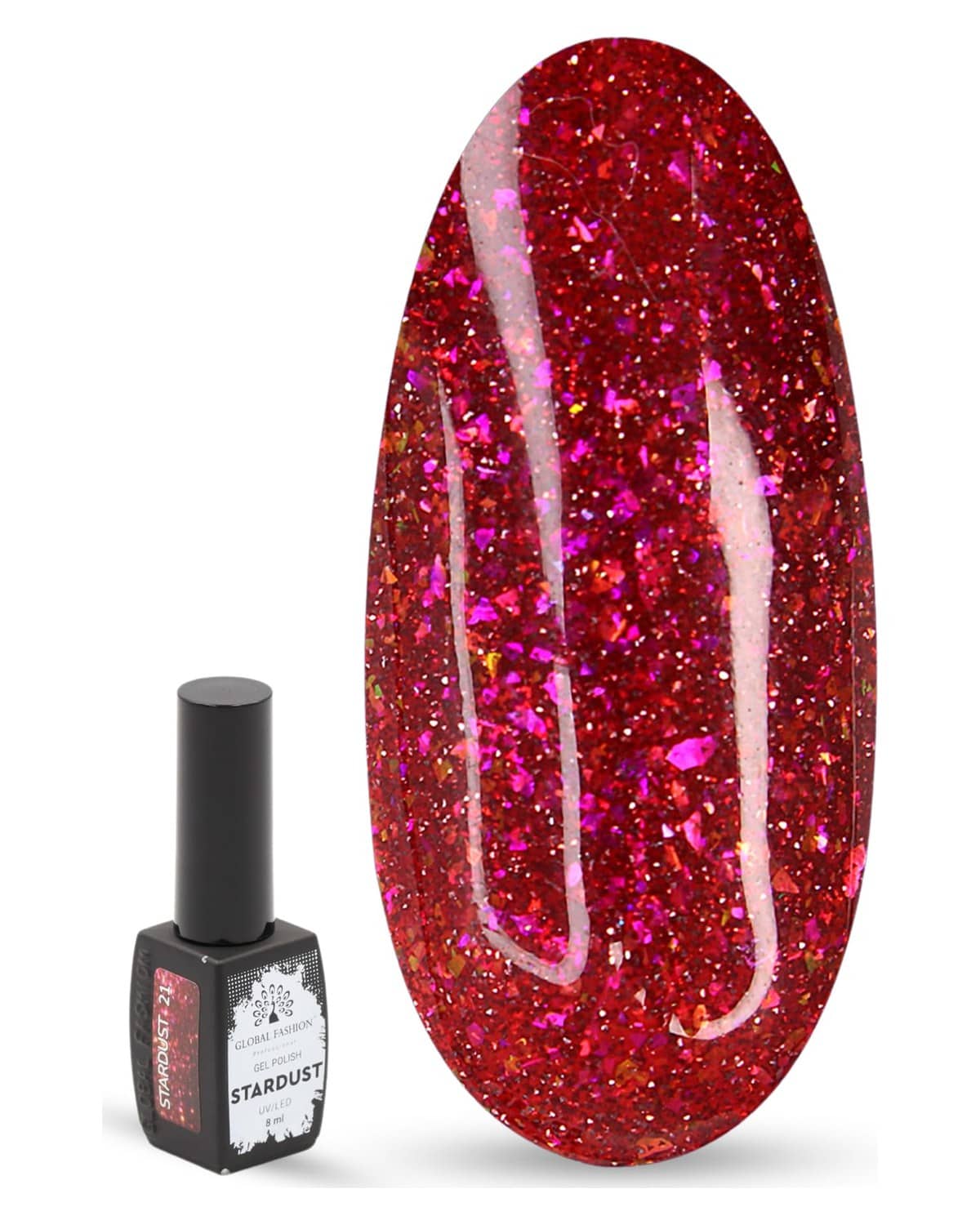Stardust Gel Nail Polish – 8ml Holographic Glitter Color, Long-Lasting High-Gloss Soak Off UV/LED Gel, Professional Salon Quality & DIY Nail Art for Easy Manicure and Pedicure at Home or Salon (21)