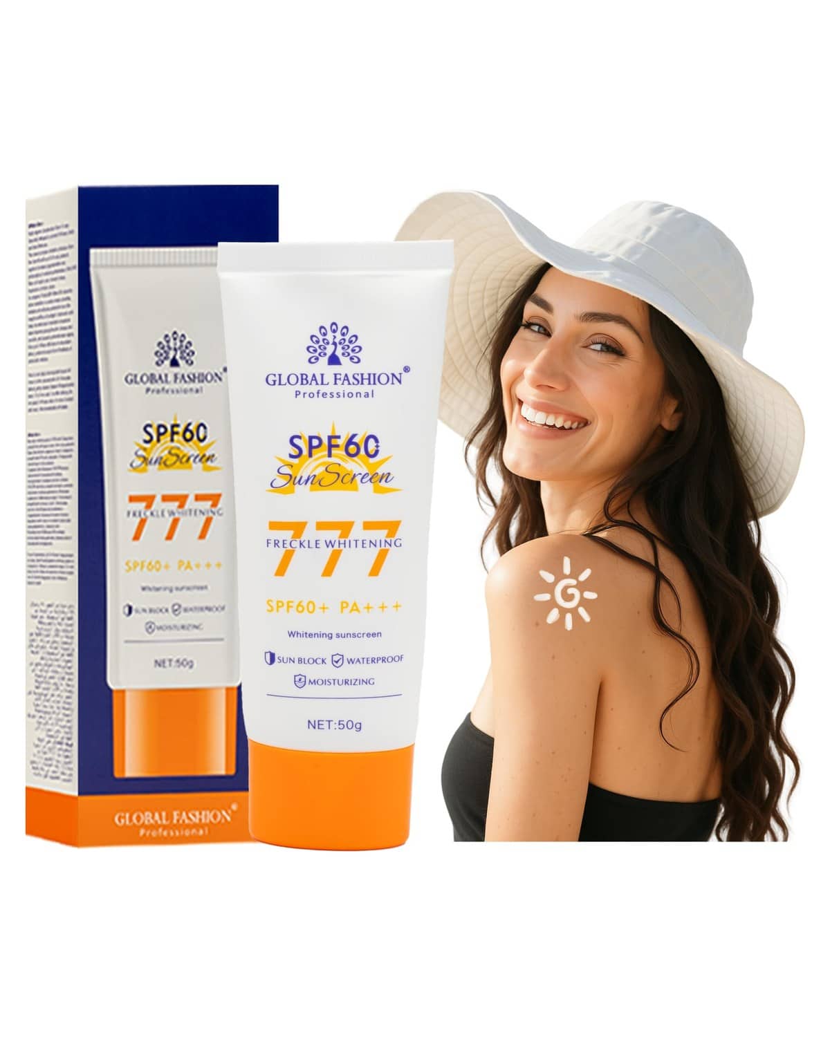 SPF 50/60/90 PA+++ Sunscreen for Face & Body – Lightweight, Non-Greasy Sunblock with Vitamin E, Broad Spectrum UVA/UVB Protection, Moisturizing & Whitening Care (50g, 60, Sun Prote)