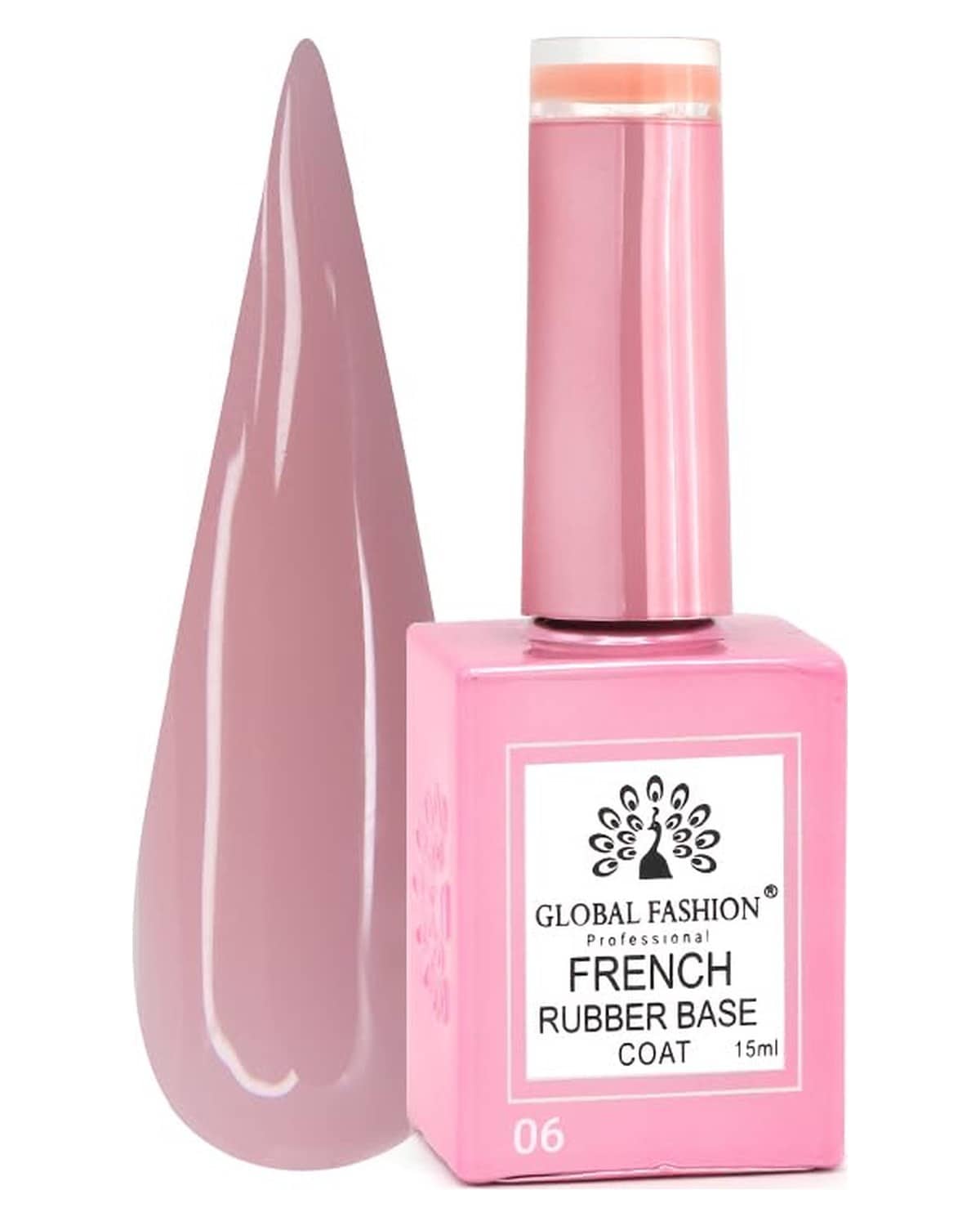 GLOBAL FASHION Professional FRENCH RUBBER BASE COAT: Long-Lasting, Durable, & Chip-Resistant Gel Nail Polish Base Coat | (06)