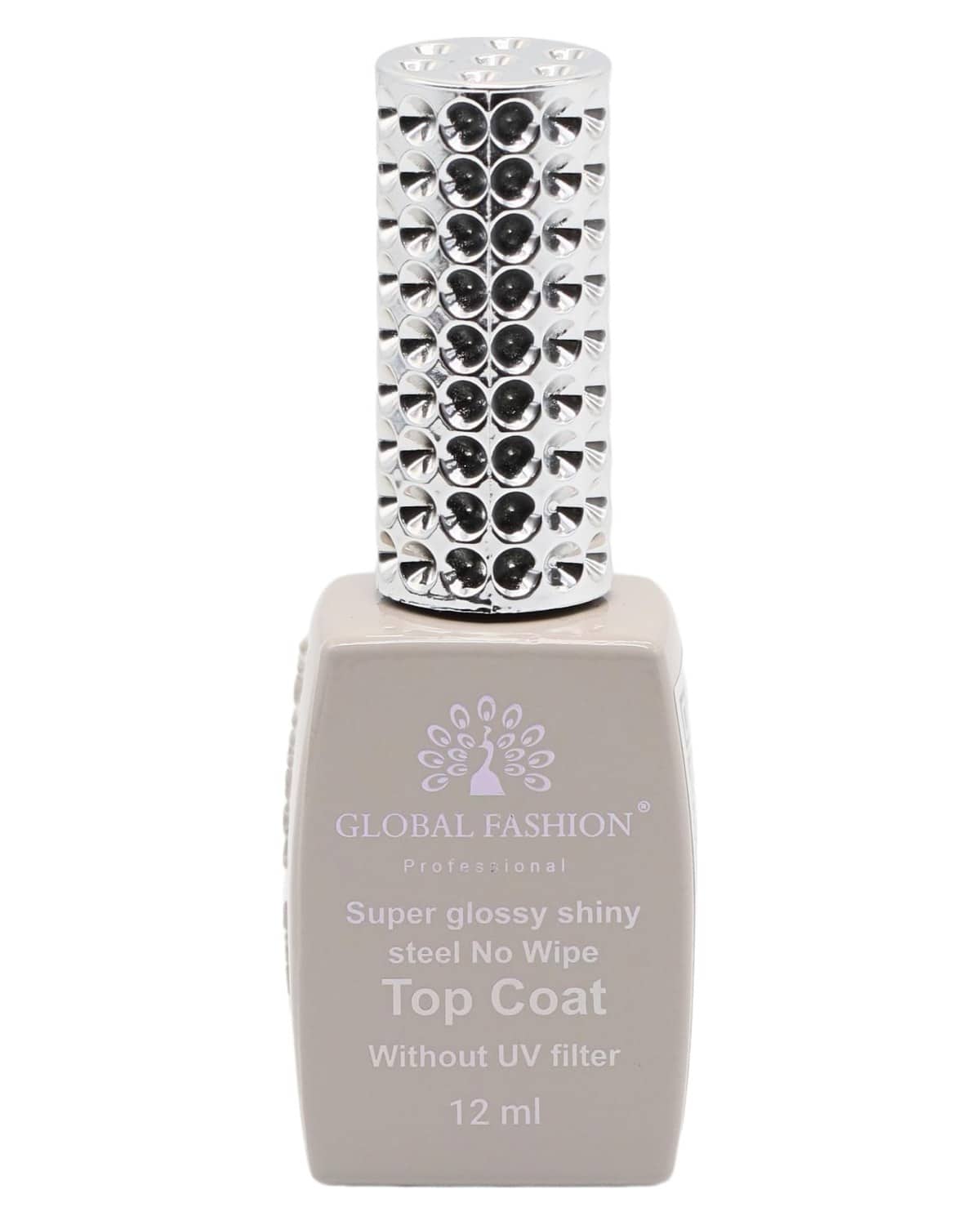 Global Fashion Professional Steel No Wipe Top Coat for Nails - Super Glossy Shiny, UV Lamp Required, Anti-Scratch, Long-Lasting Protection, 12ml (No UV Fillter, 12ml)