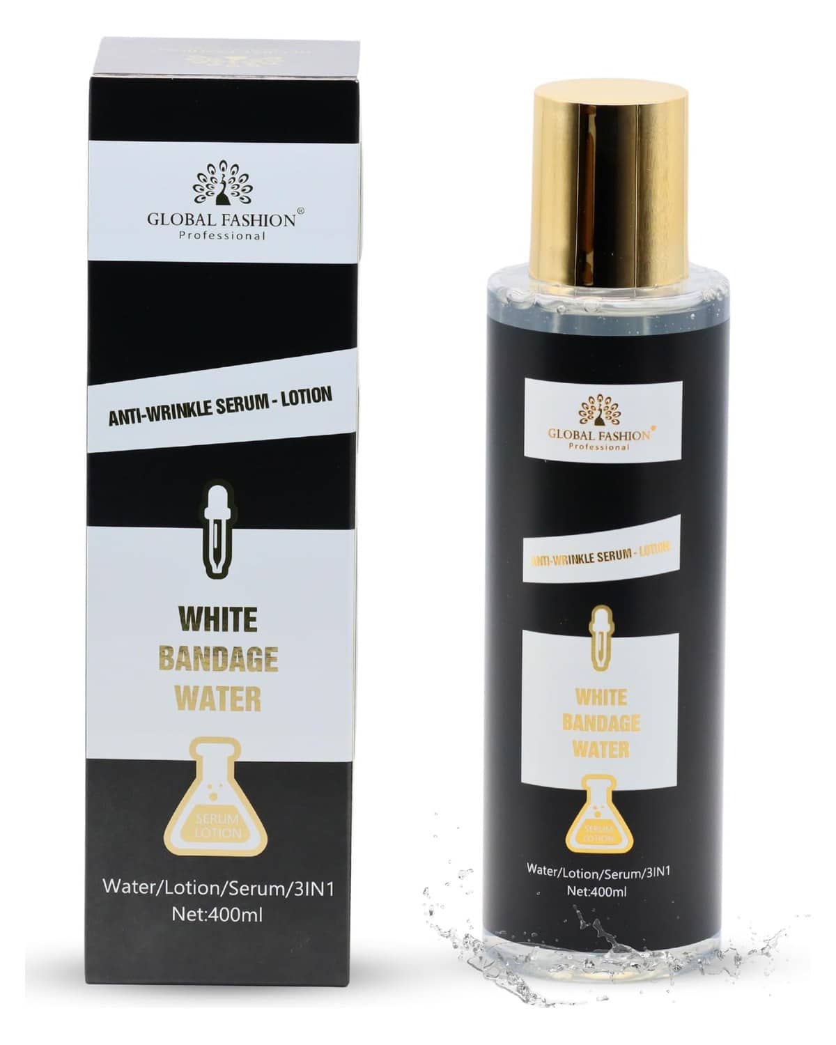 Korean 3-in-1 Anti-Aging Serum – Hyaluronic Acid, Collagen & Soothing Extract – Wrinkle Reduction, Deep Hydration, Dermatologist-Tested & Paraben-Free (White bandage water)