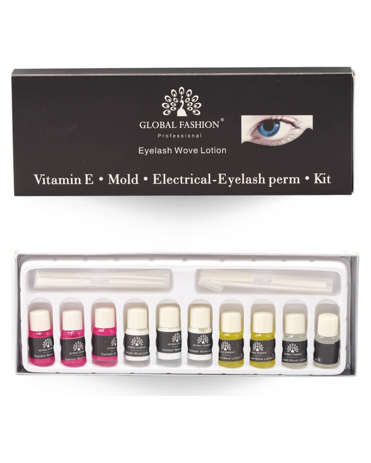 GLOBAL FASHION Salon Lashes at Home! Eyelash Perm (GFE-1) | Long-Lasting Lift, Gentle Formula | 3 Sizes for Custom Curl, Easy DIY Kit