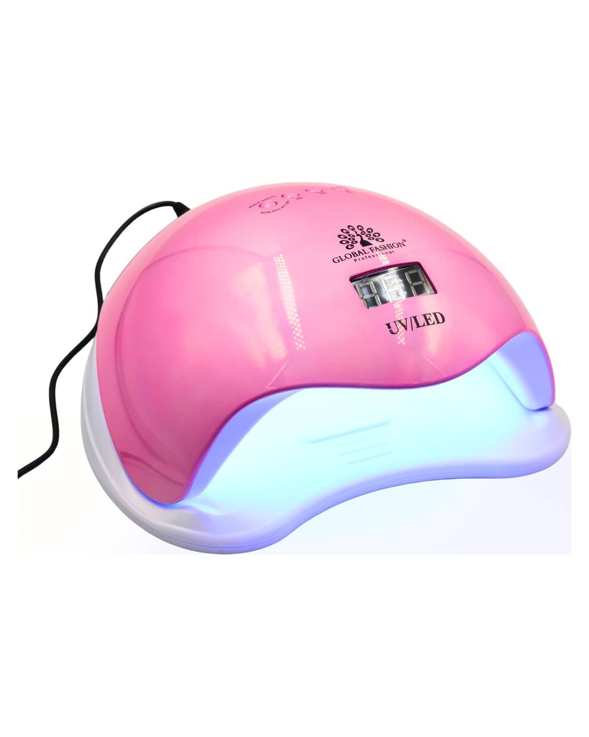 Global Fashion 2-in-1 UV/LEDNail Dryer Lamp- 72W, Double Light Source, Digital Display, Long-Lasting LEDs, Comfortable for Eyes, Spacious Design for Hands & Feet, Suitable for Gel Polish-L1100 (Pink)
