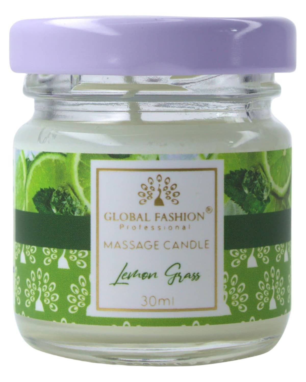 Global Fashion Massage Candle 30 ml - Luxury Body & Massage Oil Candle, Warm Skin-Oil Candle for Home Spa, Couples & Personal Use - Vegan Soy Wax, Home Scented Aromatherapy Gift-Ready (Lemon grass)