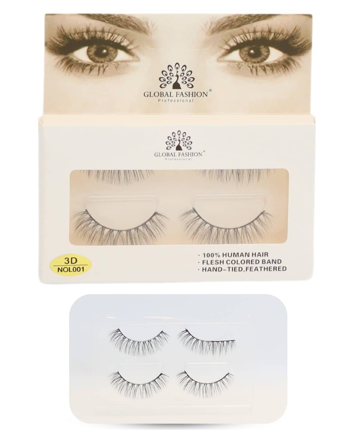 False Eyelashes Pack - Wispy Natural Look, Mink Fluffy Strips, Cat Eye and Fox Eye Lashes, Reusable, Easy Application, Perfect for Daily Wear & Special Occasions | (Eyelash 3D NOL001-4Pcs)