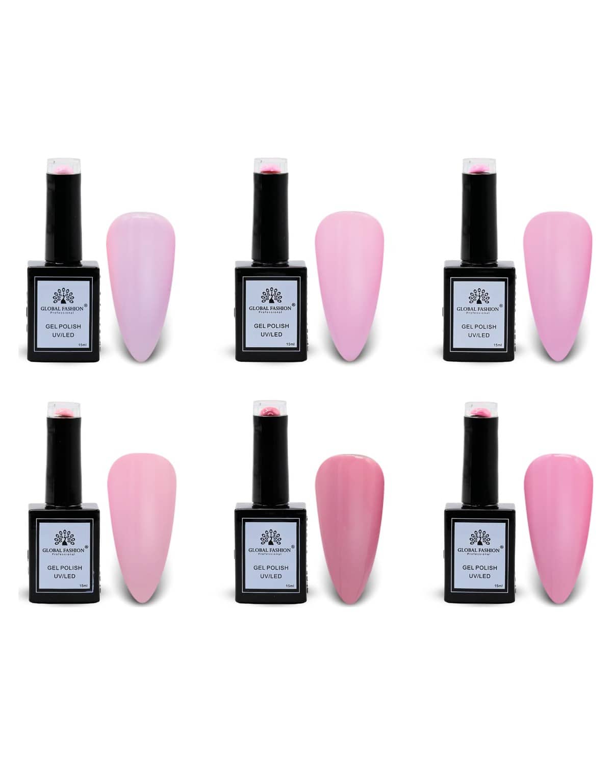 Global Fashion Blush Garden Collection Set (49–54) – 6 Long-Lasting, High-Gloss, Chip-Resistant Colors for Teens & Professionals – UV/LED Soak-Off Nail Kit (49–54 Blush Garden Coll)