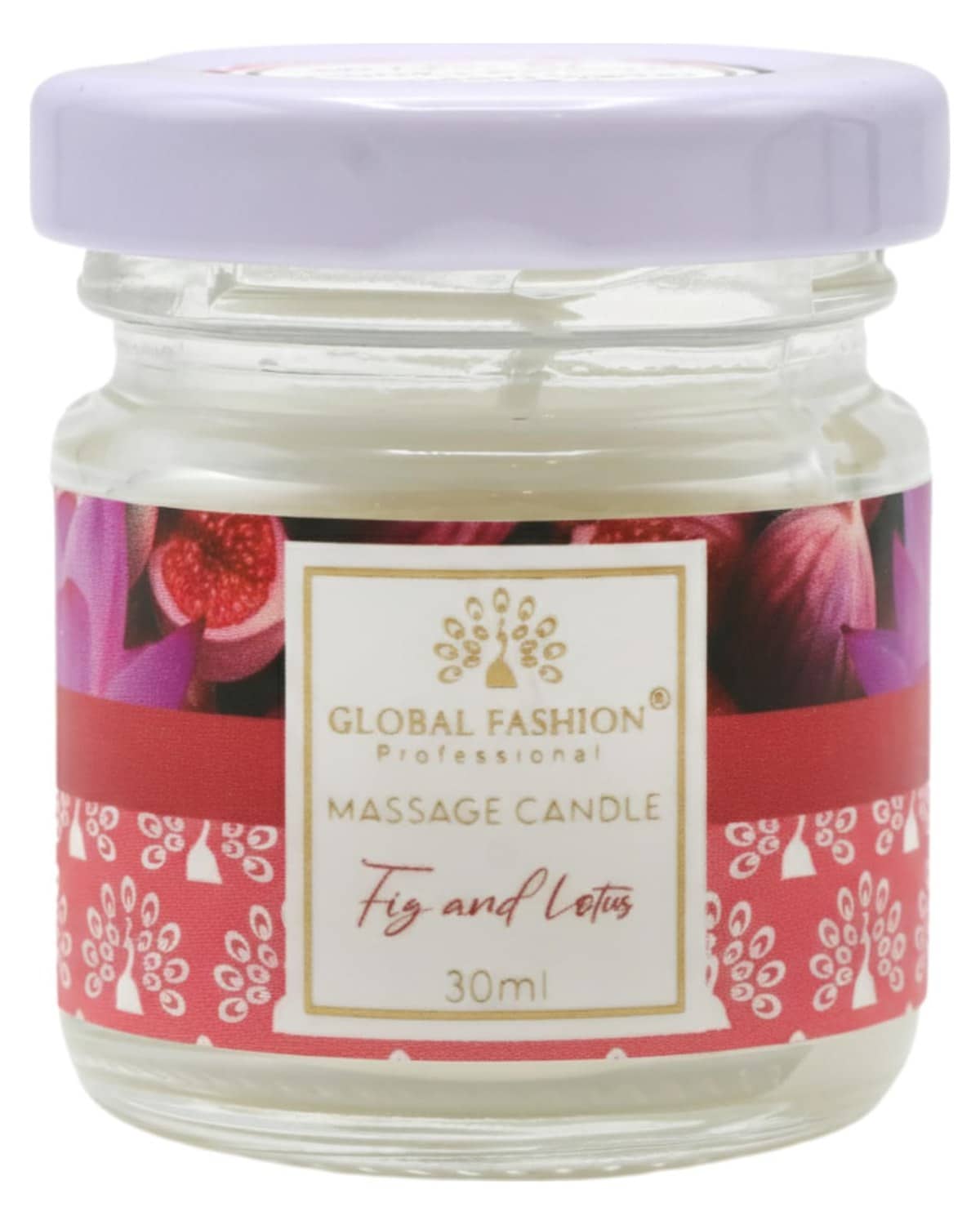 Global Fashion Massage Candle 30 ml - Luxury Body & Massage Oil Candle, Warm Skin-Oil Candle for Home Spa, Couples & Personal Use - Vegan Soy Wax, Home Scented Aromatherapy Gift-Ready (Fig & Lotus)