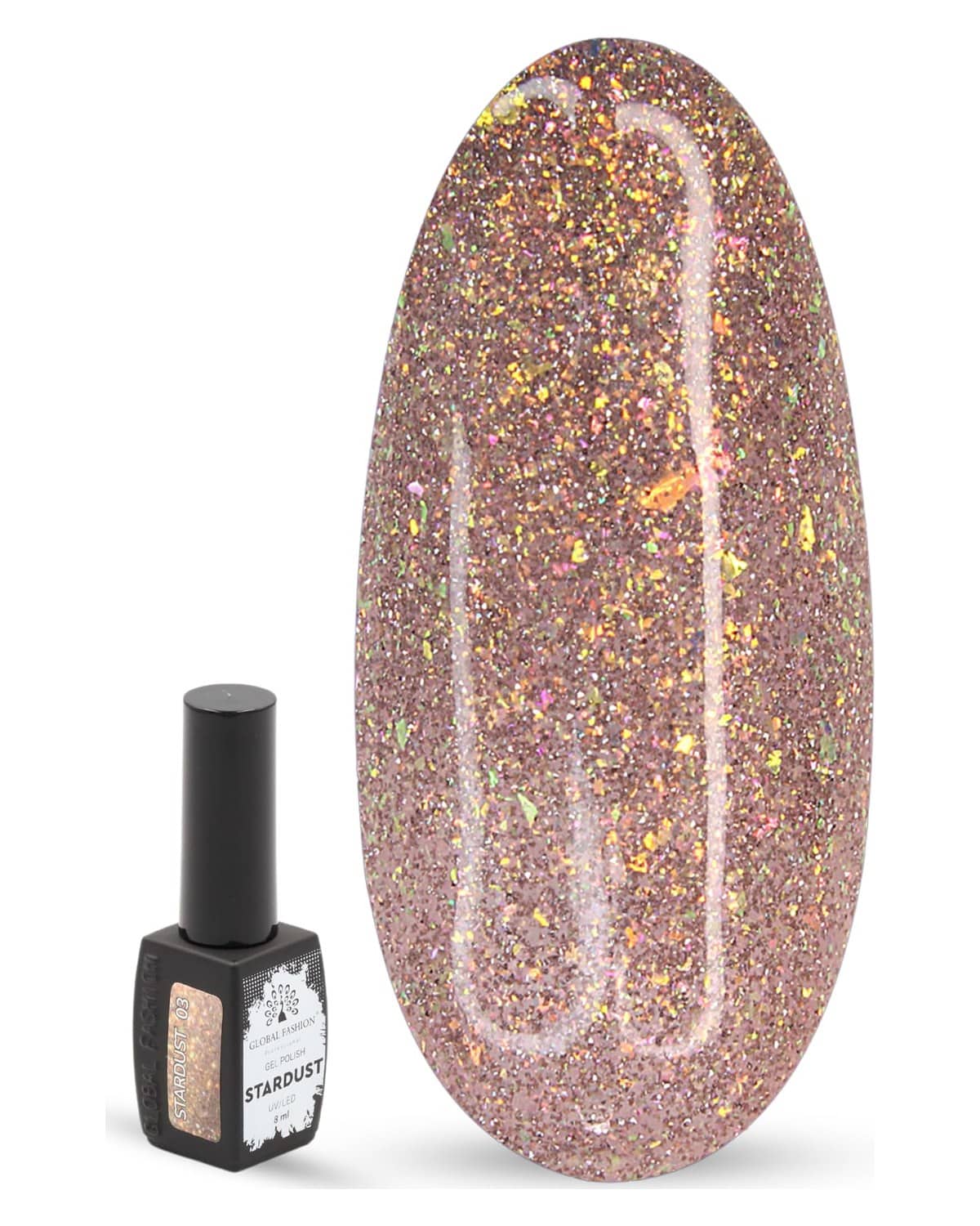 Stardust Gel Nail Polish – 8ml Holographic Glitter, Long-Lasting High-Gloss Soak Off UV/LED Gel, Professional Salon Quality & DIY Nail Art for Manicure and Pedicure at Home or Salon (03)