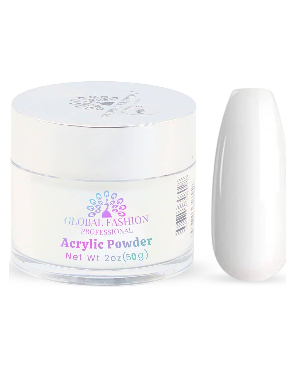 Acrylic Powder - Clear Finish, Strong Adhesion, Bubble-Free, Non-Yellowing, For Nail Extensions, Overlays, 3D & French Nails, Low-Odor, Fast-Setting, Professional Salon-Quality Formula (White, 50g)