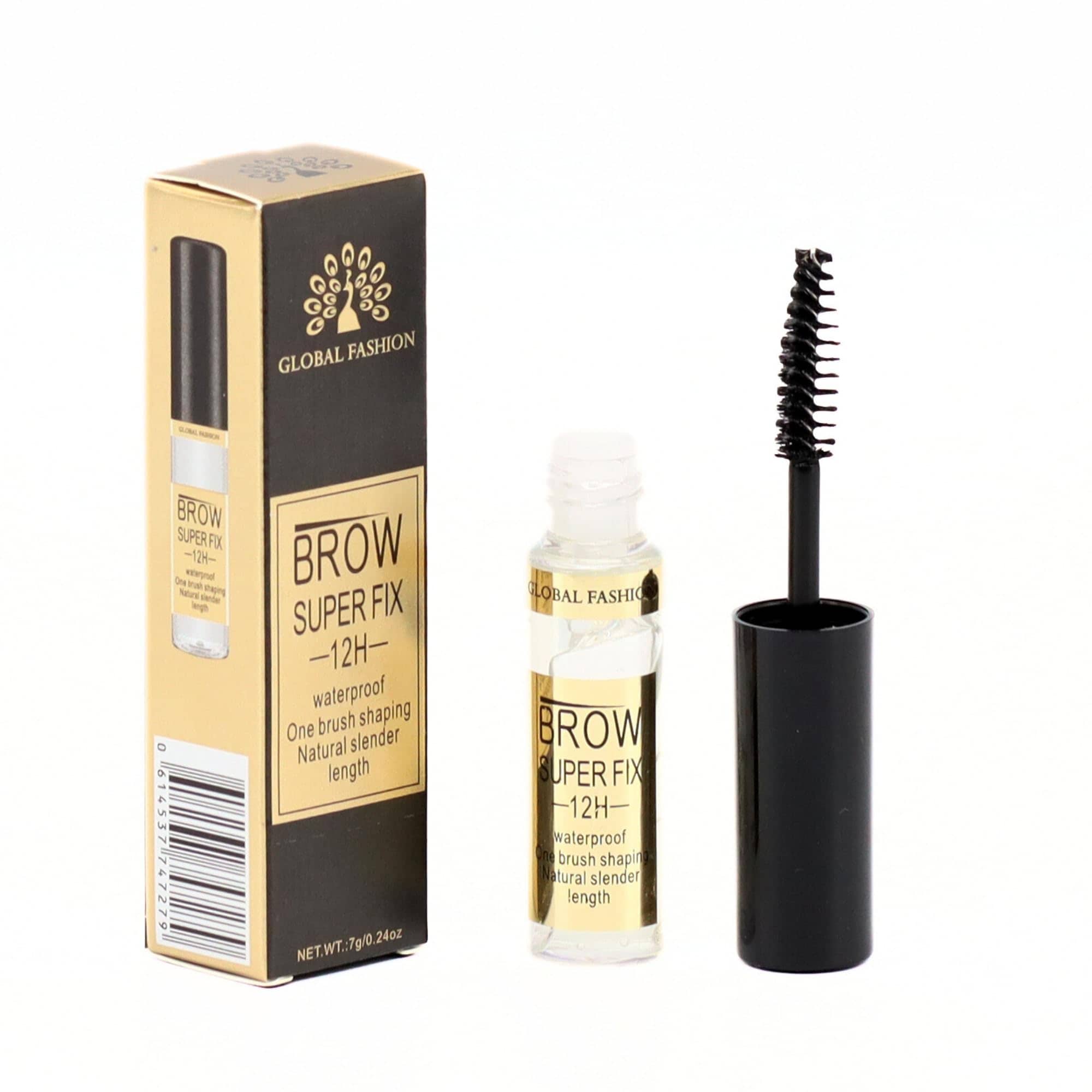 Global Fashion Brow Super Fix 12H – Waterproof Clear Eyebrow Gel with One-Brush Application, Invisible Brow Styling & Setting Gel, Smudge-Proof, No White Cast, Enriched with D-Panthenol, 7 g