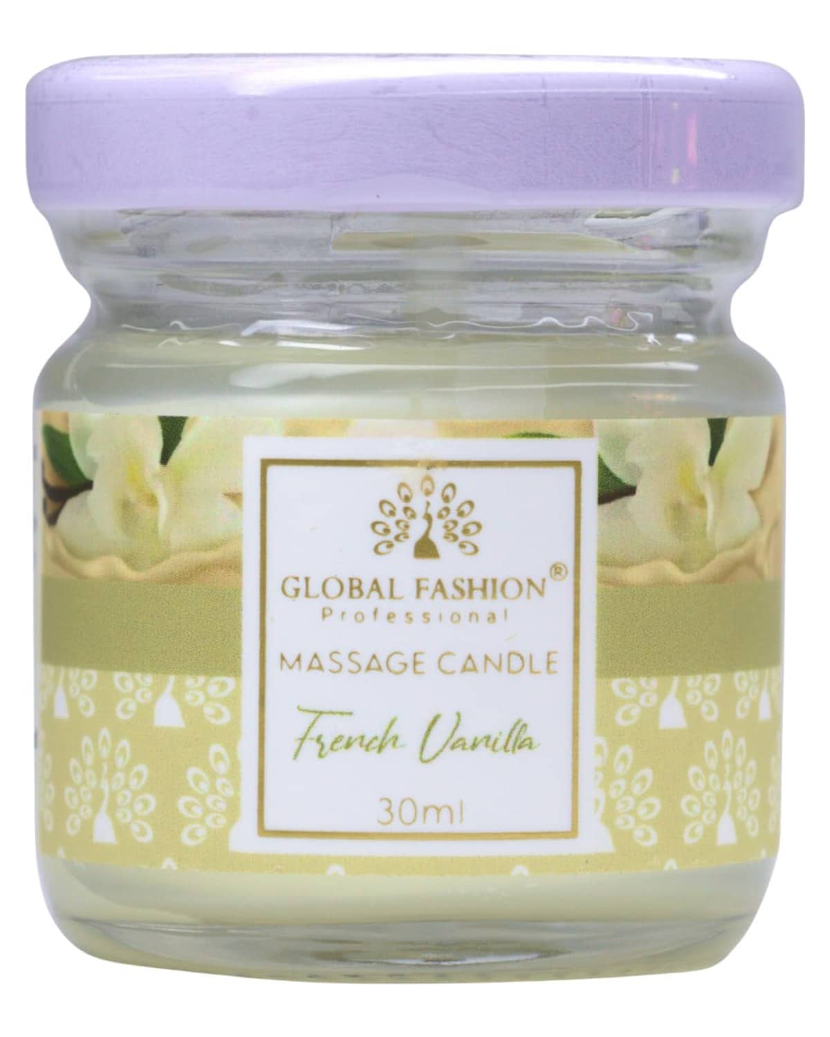 Global Fashion Massage Candle 30 ml - Luxury Body & Massage Oil Candle, Warm Skin-Oil Candle for Home Spa, Couples & Personal Use - Vegan Soy Wax, Home Scented Aromatherapy Gift-Ready (French Vanilla)