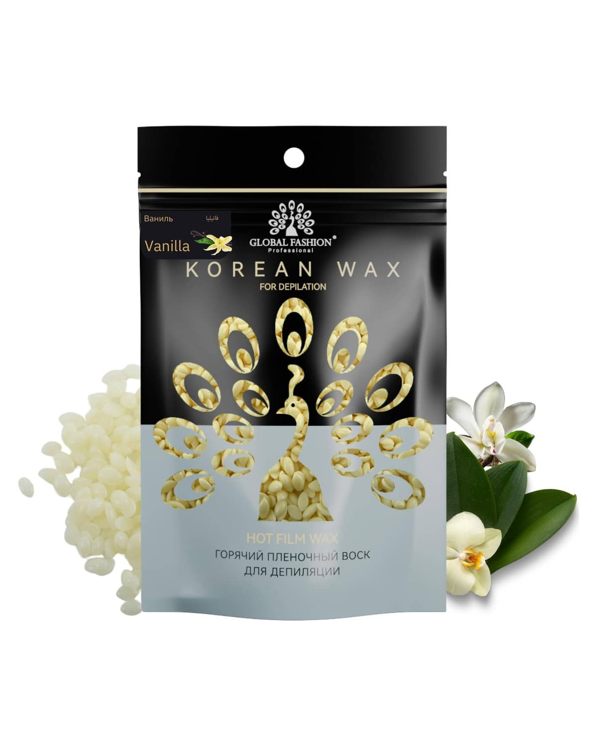 Korean Hot Film Hard Wax Beans for Painless Hair Removal – 12 Variants Stripless Korean Waxing Beads for Bikini, Legs, Face, Body – All Skin Types (500g, VANILLA)