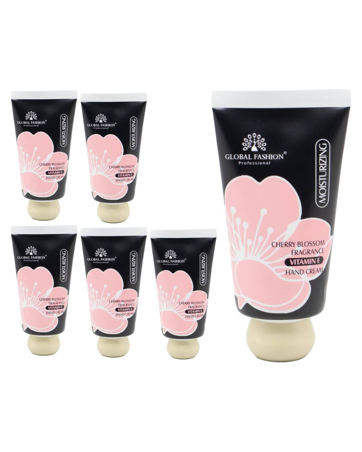 Vitamin E Hand Cream Set, 48H Deep Moisture & Fast Absorbing, Trio Fragrances (Cherry Blossom, Gardenia, Magnolia), Non-Greasy Formula for Soft Hands, 30g Travel Size (Cherry Blossom, 6 pcs)
