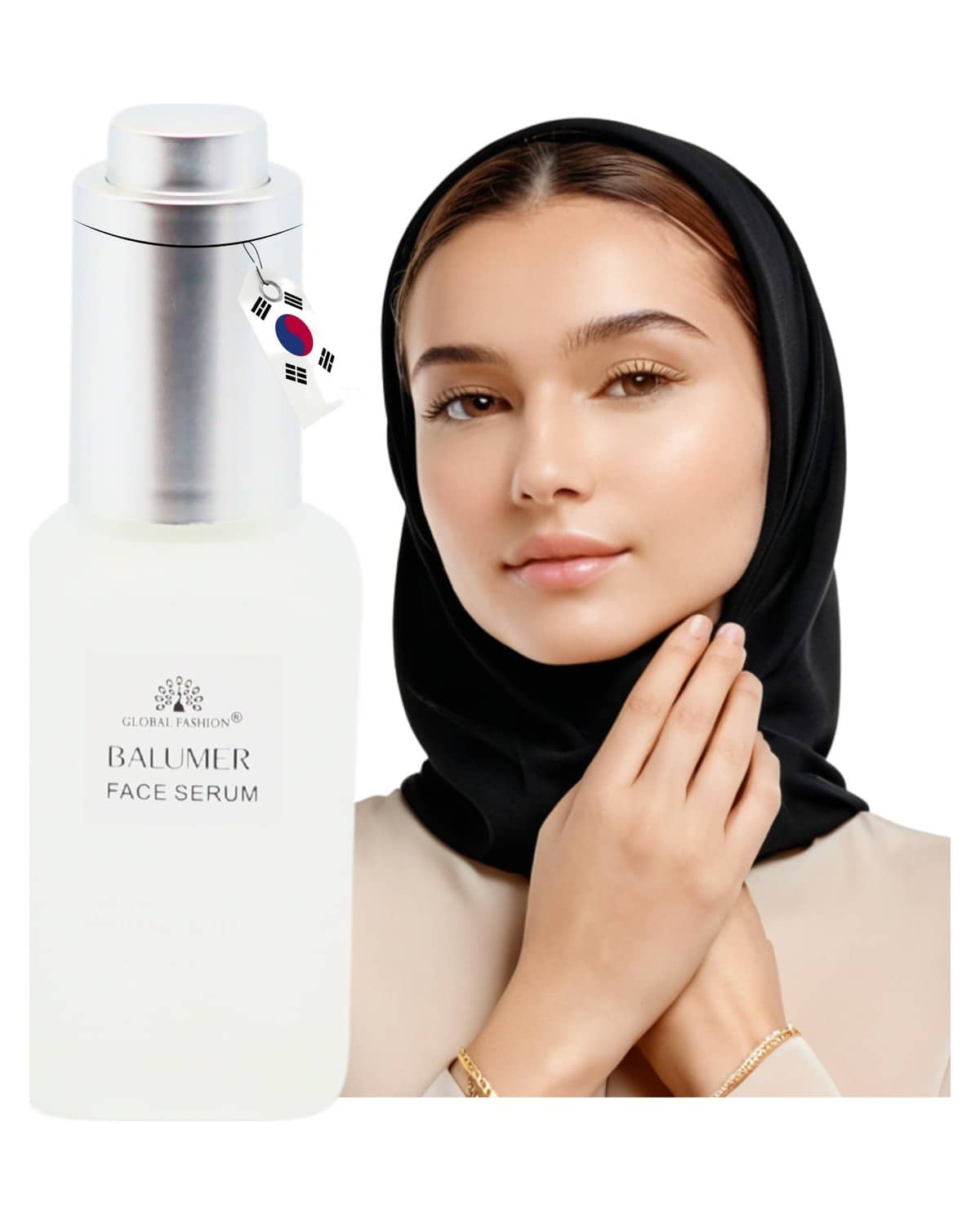 Global Fashion Face Serum 50 ml – Anti-Aging, Brightening & Hydrating – With Vitamin C, Retinol, Hyaluronic Acid, Collagen, AHA BHA, Peptides – Korean Skincare (BALUMER Face Serum)