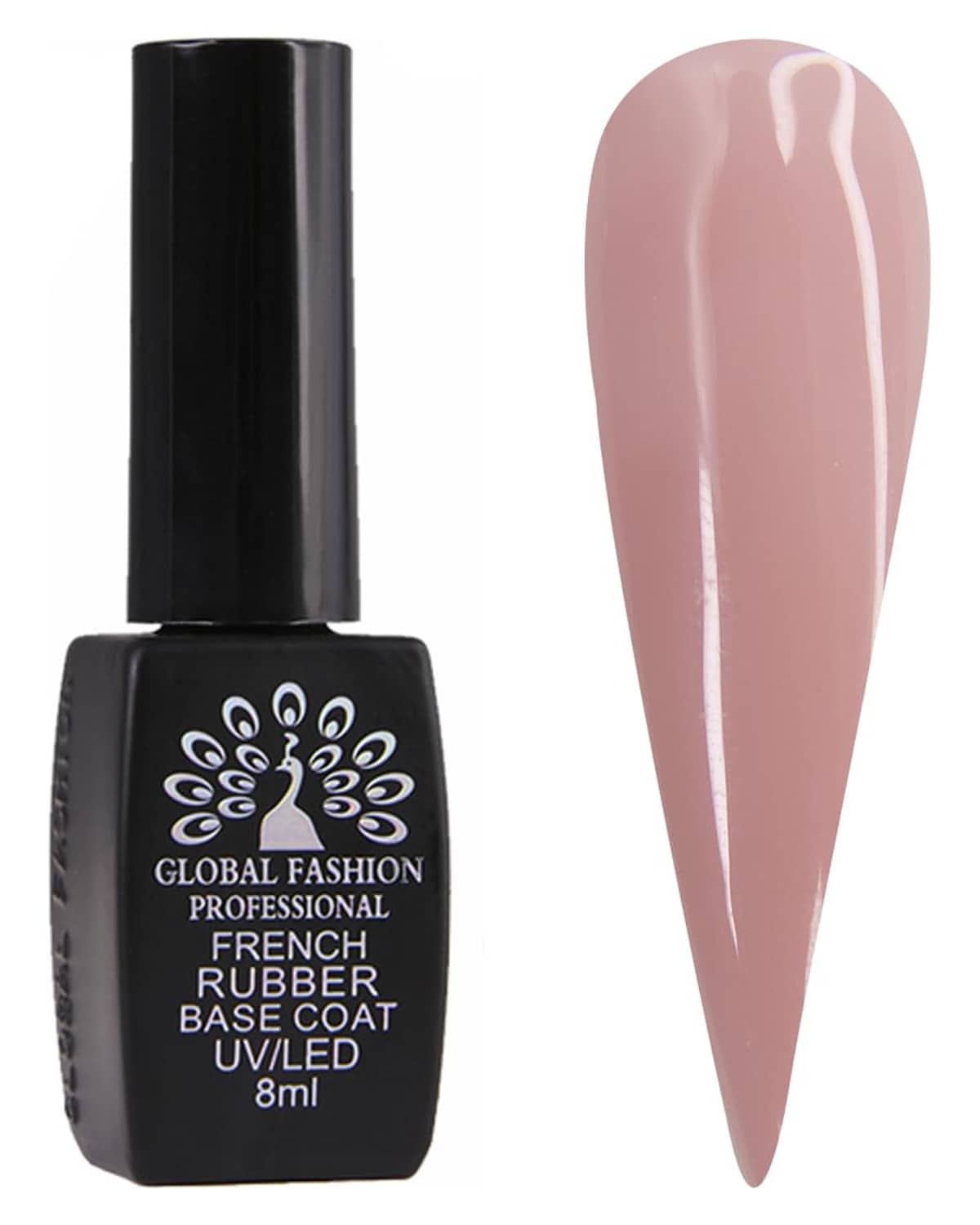 Global Fashion Professional French Rubber Base Coat - UV/LED Curable, Gel Polish Long-Lasting Manicure, Chip-Resistant Nail Strengthener, Vegan & Cruelty-Free Formula, 8ml | (09)