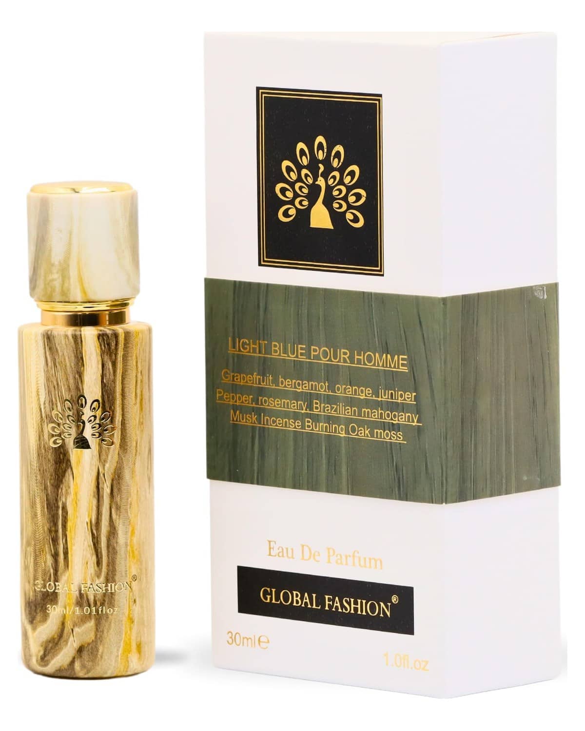 Global Fashion Light Blue Pour Homme Eau de Parfum - Refreshing & Long-Lasting Men's Fragrance with Grapefruit, Bergamot, Juniper, and Oak Moss, 30ml | Masculine Scent for Daily Co