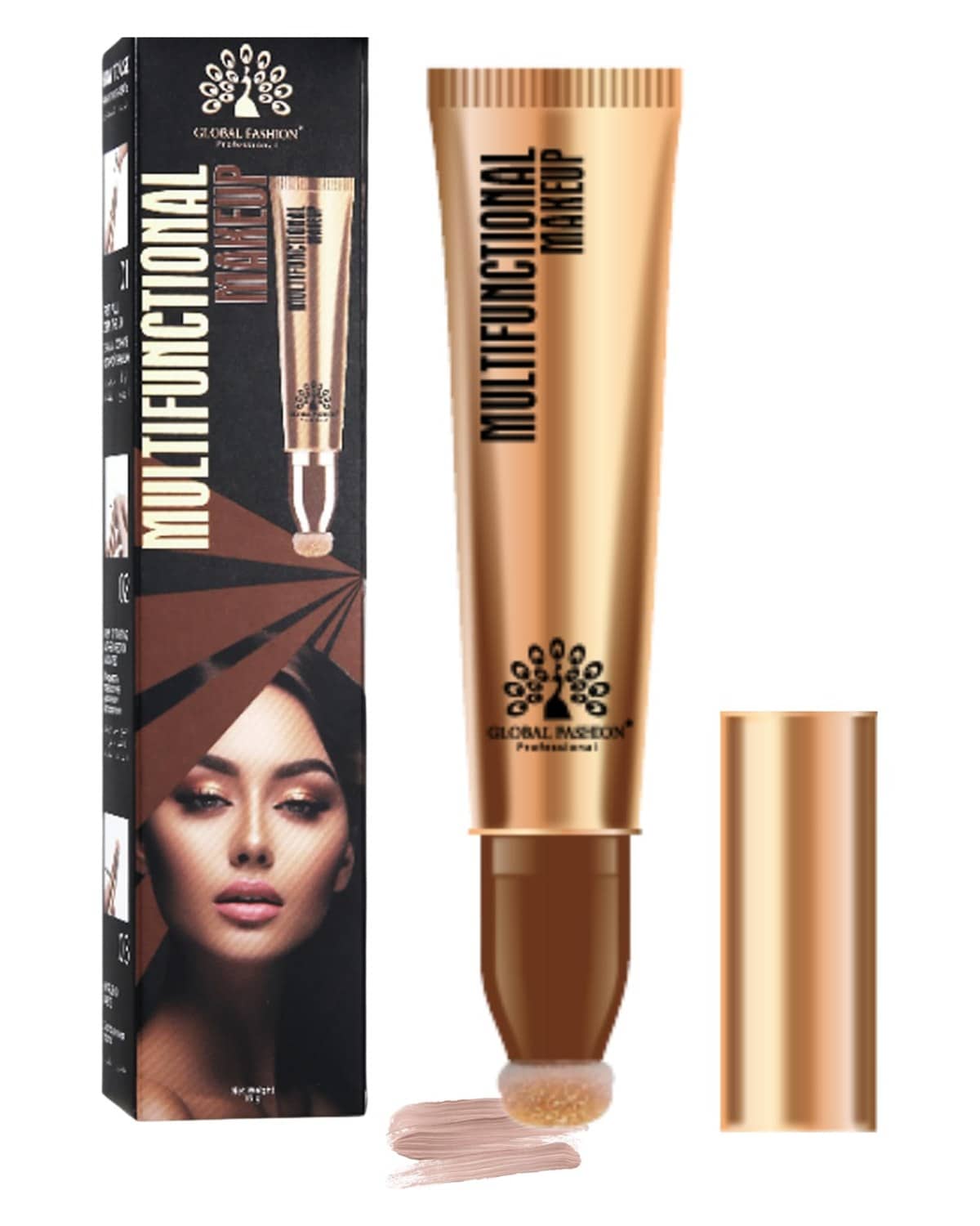 Global Fashion Makeup Stick – Contour, Blush & Highlighter Wand with Cushion Applicator, Infused with Hyaluronic Acid, Shea Butter & Glycerin - Long-Lasting, Vegan, Natural Finish