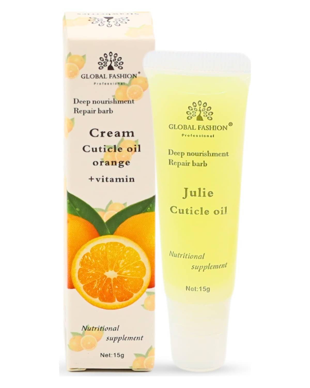 Global Fashion Cream Cuticle Oil with Cherry Scent - Nourishing Nail & Cuticle Care, Enriched with Vitamins, Moisturizing Formula for Healthy Nails, Orange Essence, Promotes Nail G
