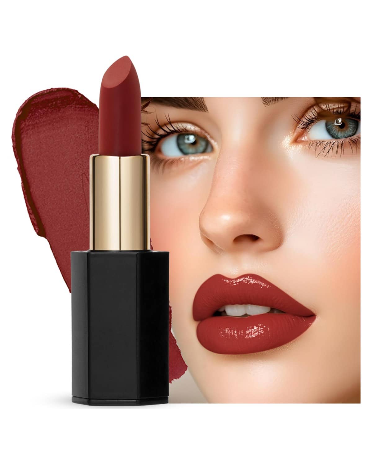 Velvet Moisturizing Matte Lipstick - 24 Long-Lasting Shades, Highly Pigmented, Smudge-Proof, Vegan & Cruelty-Free, Luxe Non-Drying Formula with Velvet Finish (103 Smoky Topaz, 3.5g)