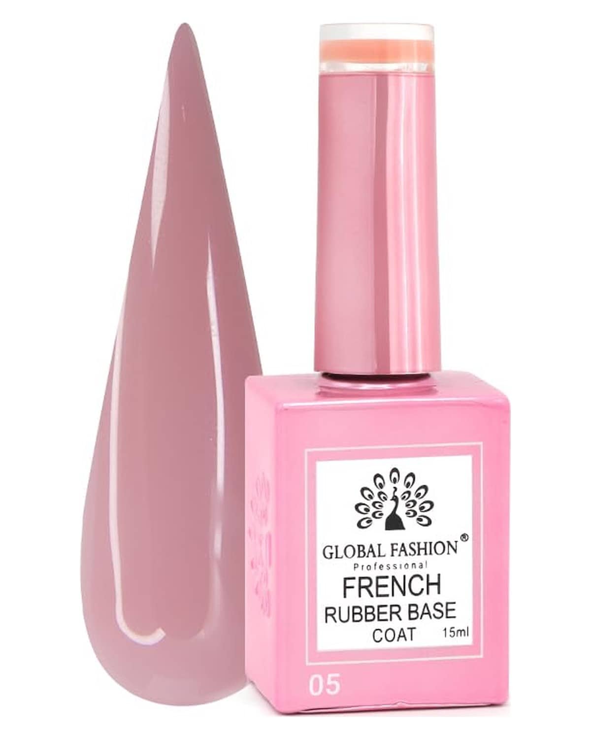 GLOBAL FASHION Professional FRENCH RUBBER BASE COAT: Long-Lasting, Durable, & Chip-Resistant Gel Nail Polish Base Coat | (05)
