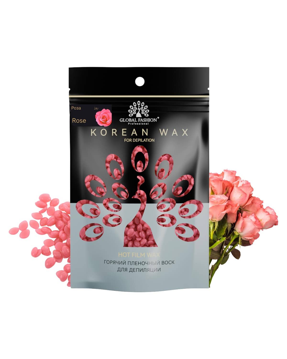 Korean Hot Film Hard Wax Beans for Painless Hair Removal – 12 Variants Stripless Korean Waxing Beads for Bikini, Legs, Face, Body – All Skin Types (500g, ROSE)