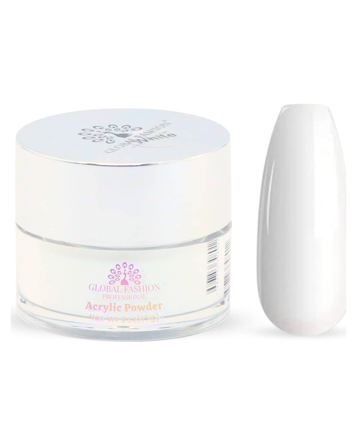 Acrylic Powder - Clear Finish, Strong Adhesion, Bubble-Free, Non-Yellowing, For Nail Extensions, Overlays, 3D & French Nails, Low-Odor, Fast-Setting, Professional Salon-Quality Formula (White, 15g)