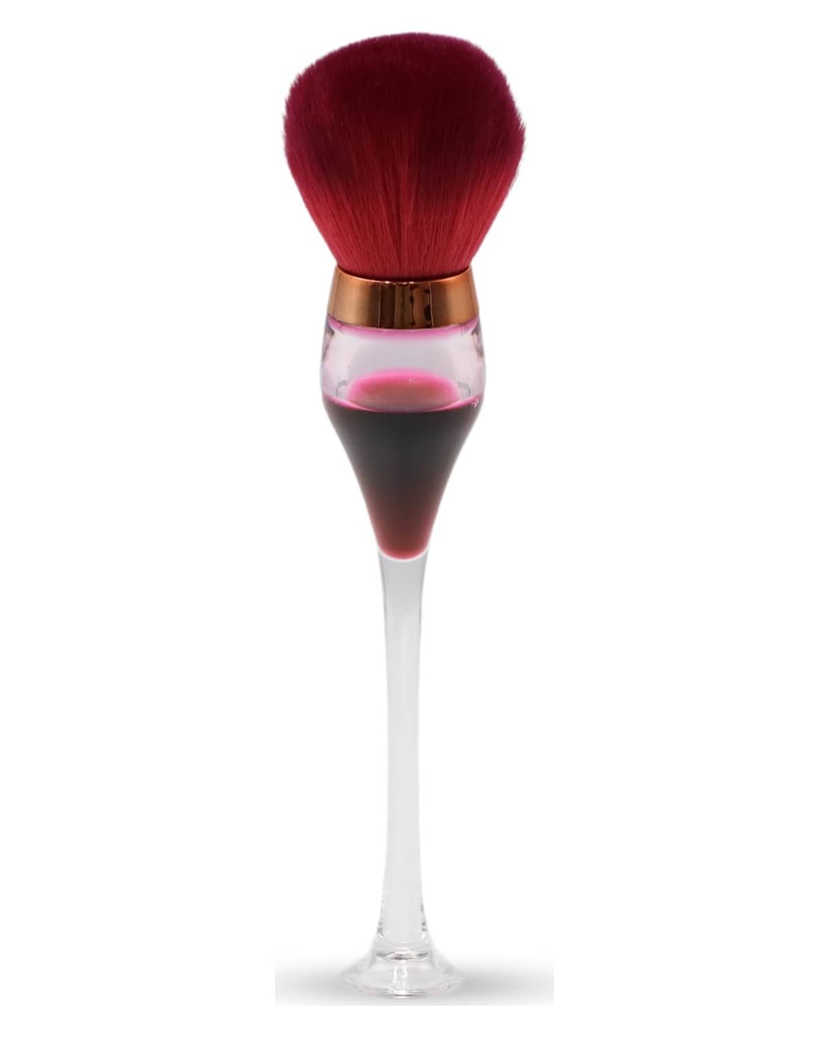 GLOBAL FASHION Professional Vegan Nail Dust Brush - Wine Glass Shape - Effortless Dust Removal for Acrylics, Glitters & Dips | Soft Bristles | Cruelty-Free Manicure Tool | Easy to Clean | Red